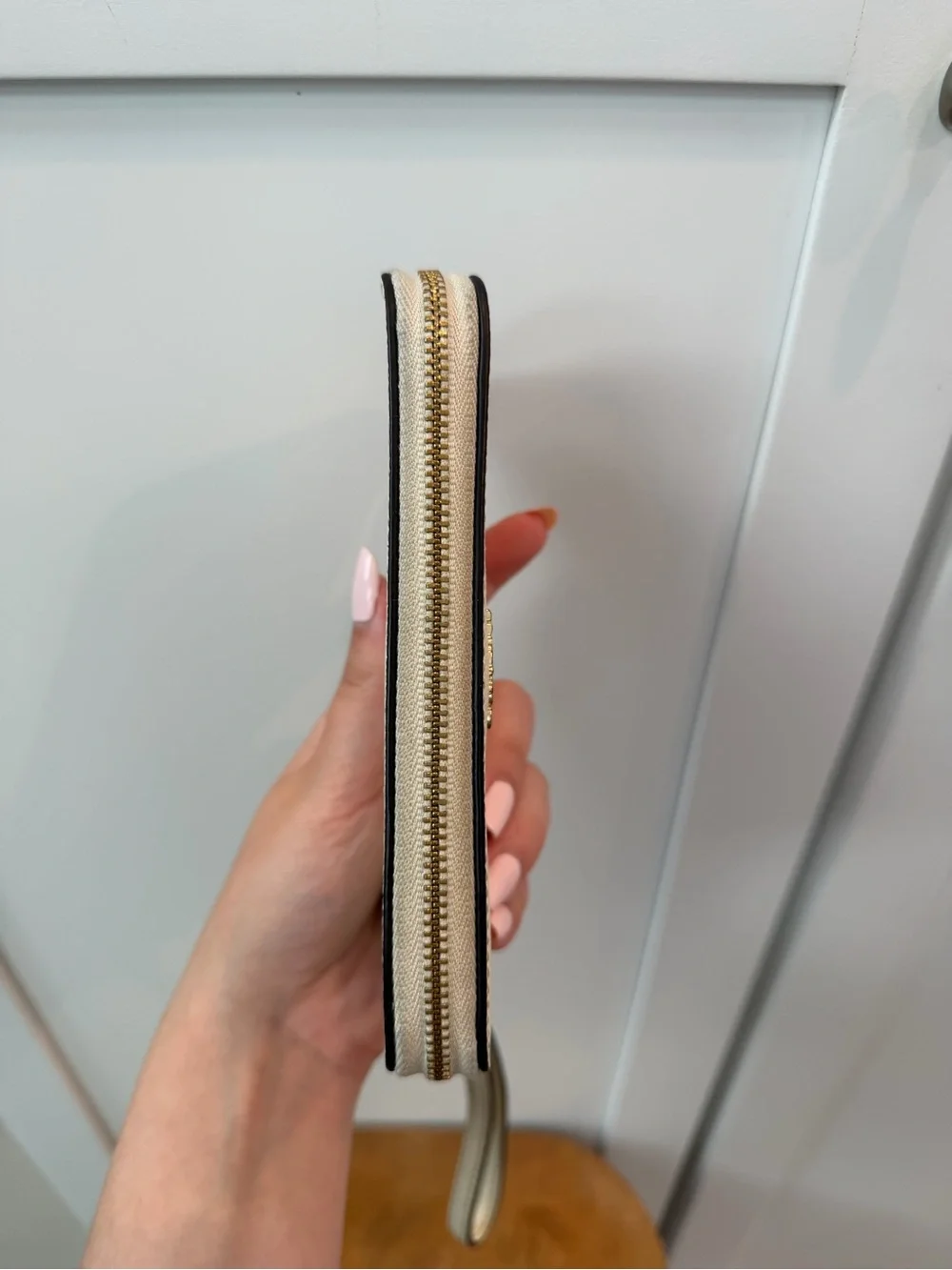 Coach Ivory Leather Zip-Around Wallet